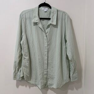 Chico's  Size 3 Light Green Button-Up Blouse (Linen/Cotton)